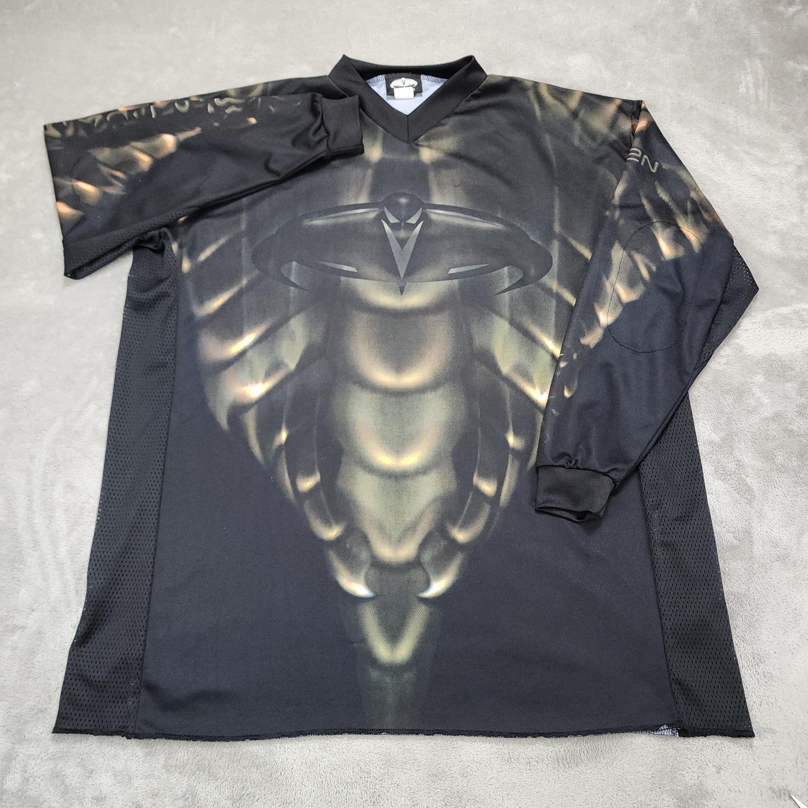 Raven Paintball Jersey Shirt Large Made in USA Long Sleeve V-Neck Rare