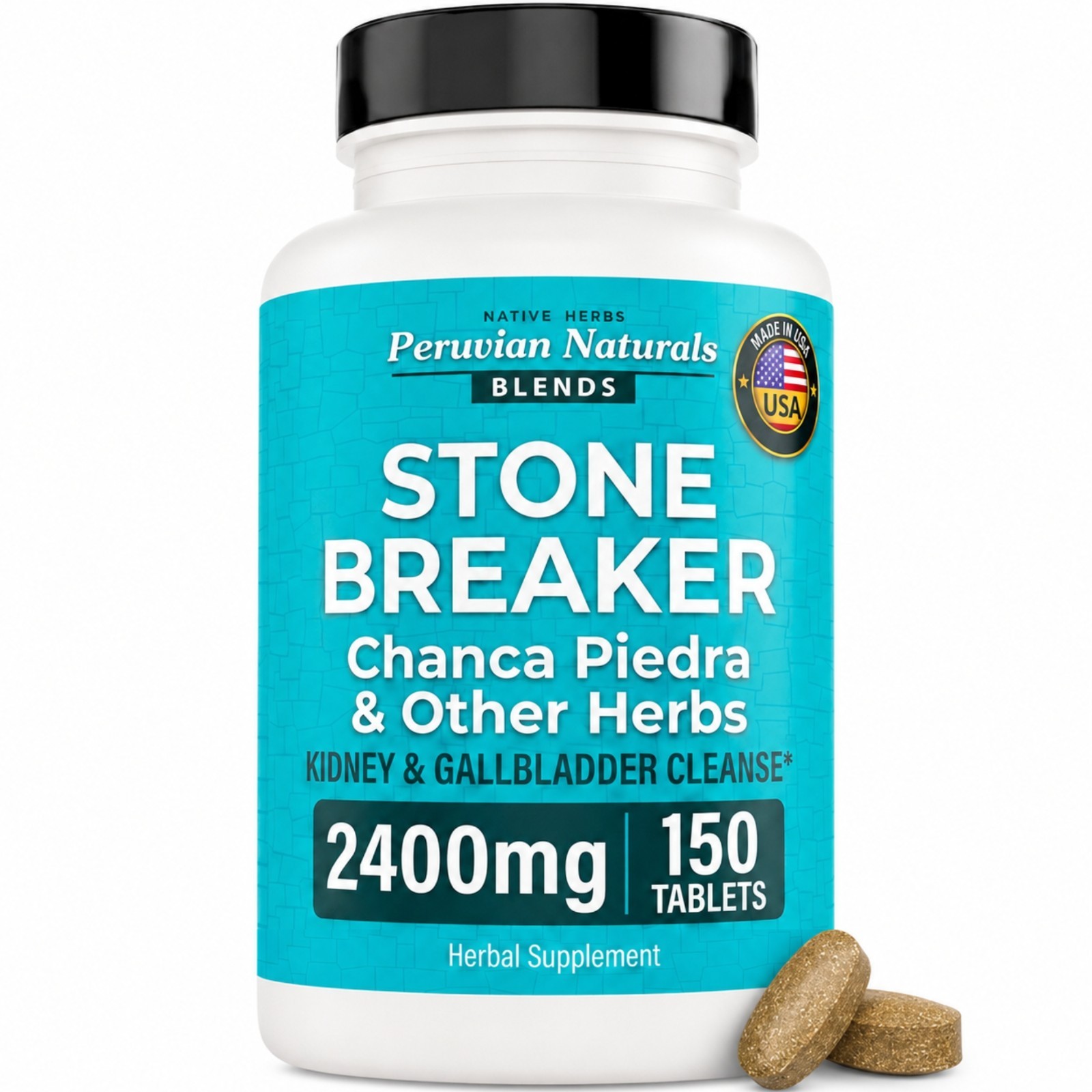 Chanca Piedra Stone Breaker 150 Tablets Kidney Cleanse Detox 2400mg from Peru