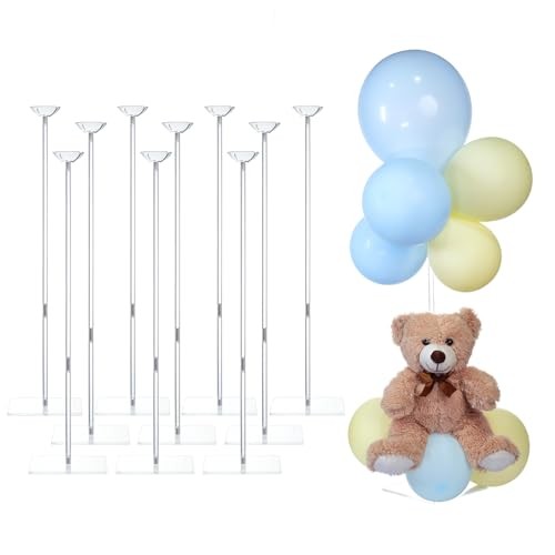 Clear Acrylic Balloon Stands for Table, Adjustable Height 15.75 Inch, 10 Pack