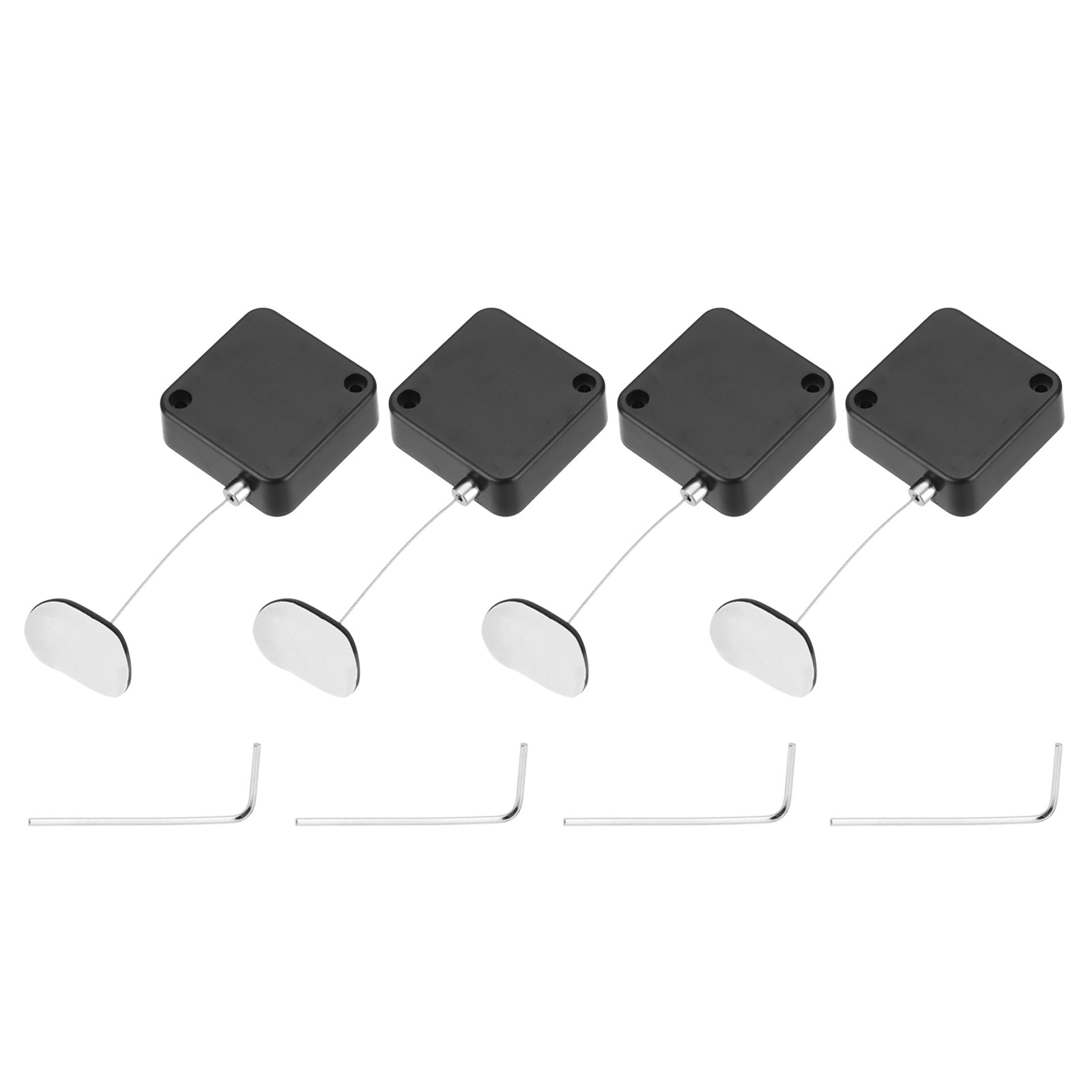 3.3 ft Retractable Cable Security Lock with Arc Patch 600g, Black, 4 Pack