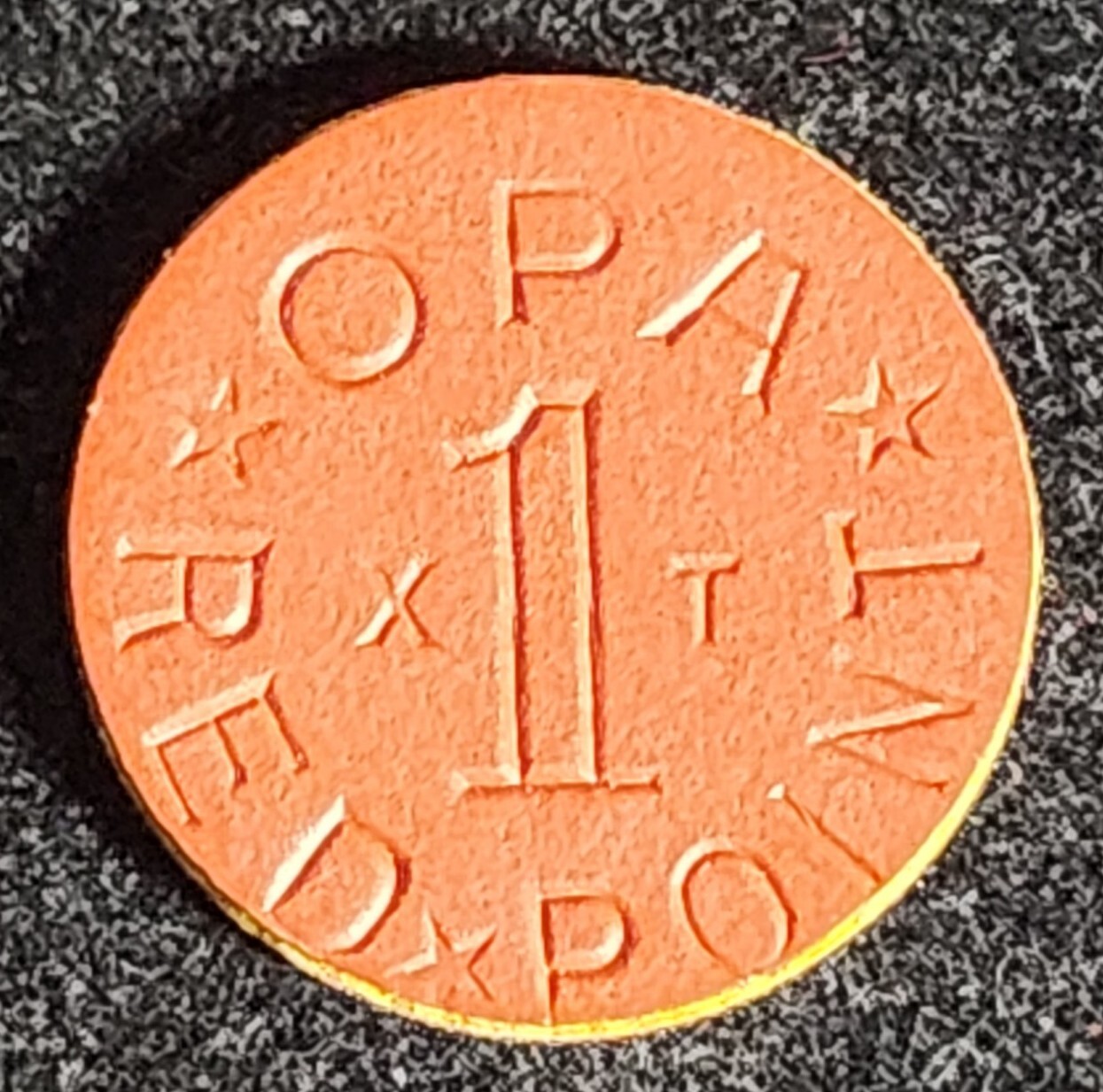 WWII OPA Red Point Token OFF-CENTER ERROR - XT Letter Combination. T6298