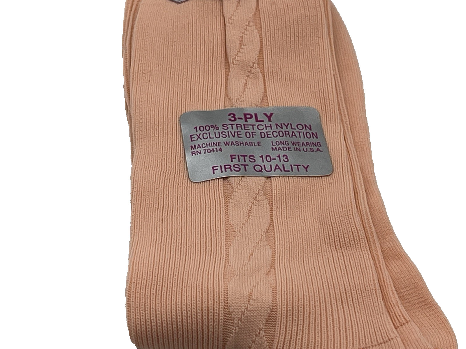 Vintage Maxie Sox Peach 3-Ply Mens Dress Socks Nylon NOS Size 10-13 USA