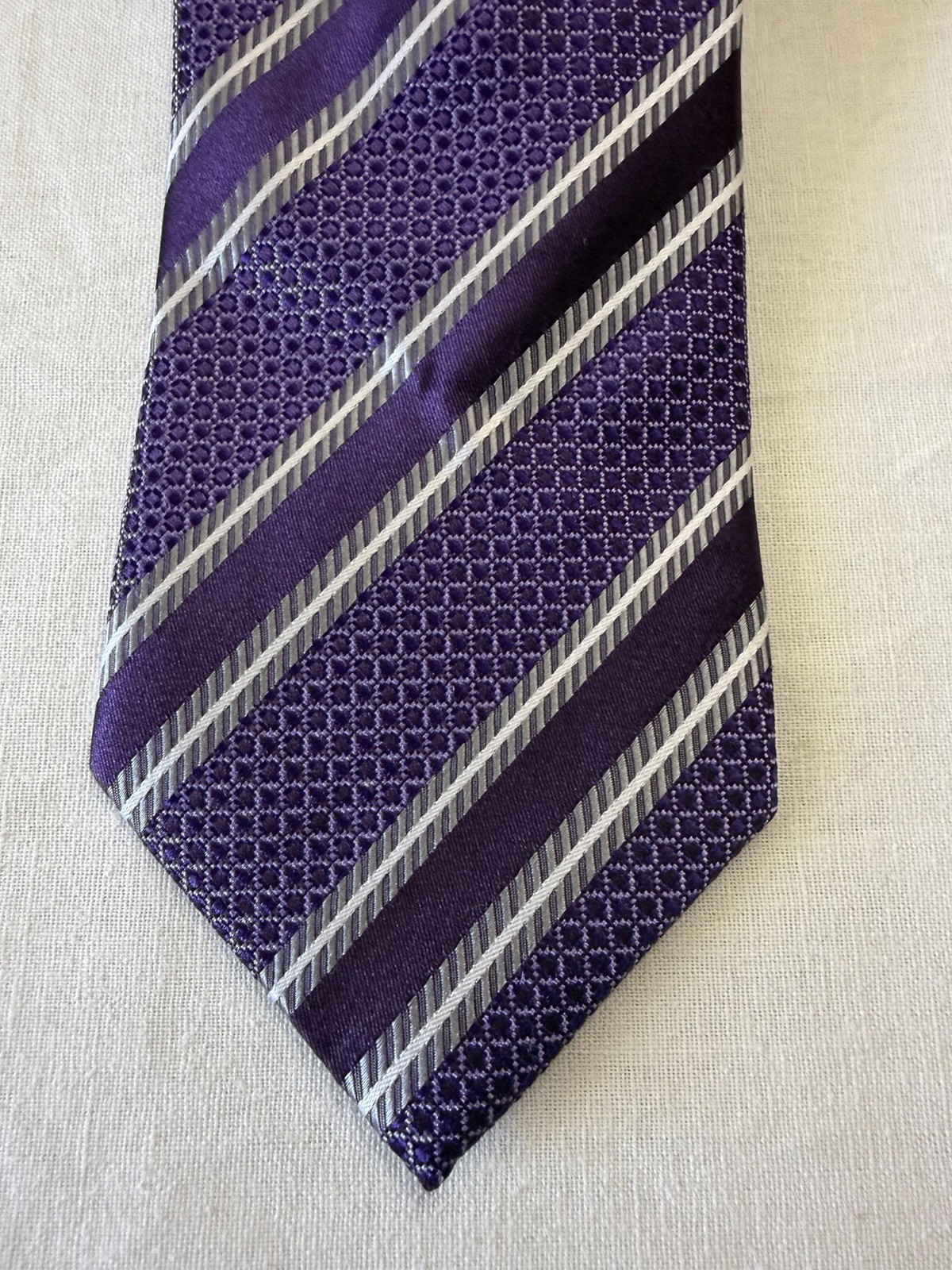 Donald Trump Signature Collection Purple Striped Silk Necktie Tie