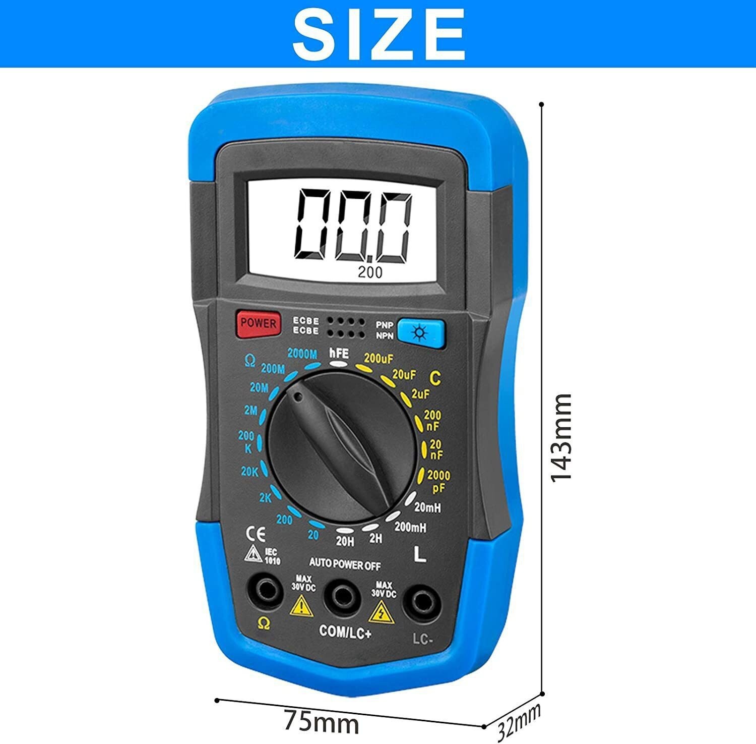 Digital LCR Multimeter, Capacitor Tester, Inductance Meter hFE Ohm Tool LCD US