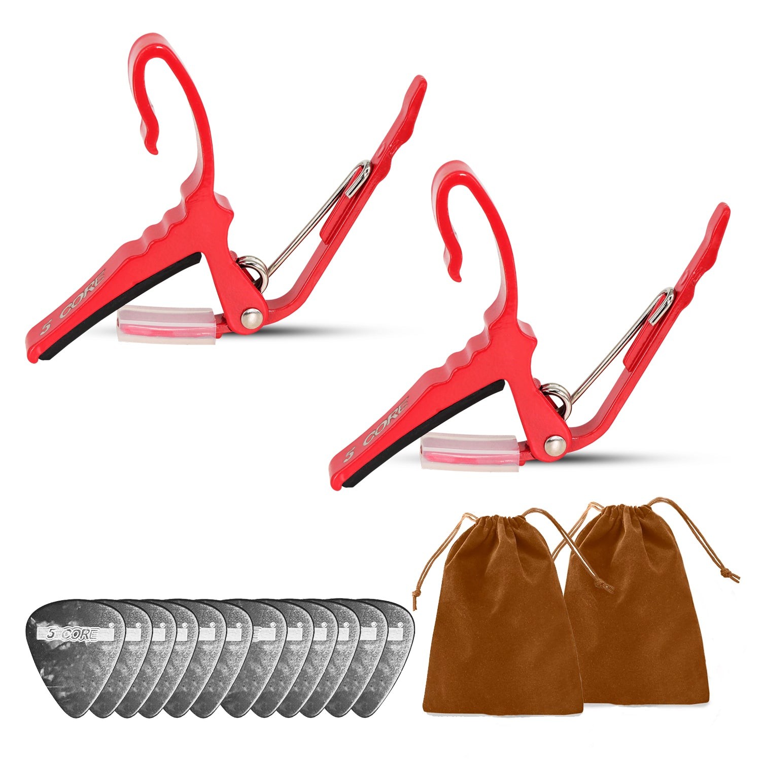 5 Core Guitar Capo 2Pc Quick Change Acoustic Electric String Clip Banjo Mandolin