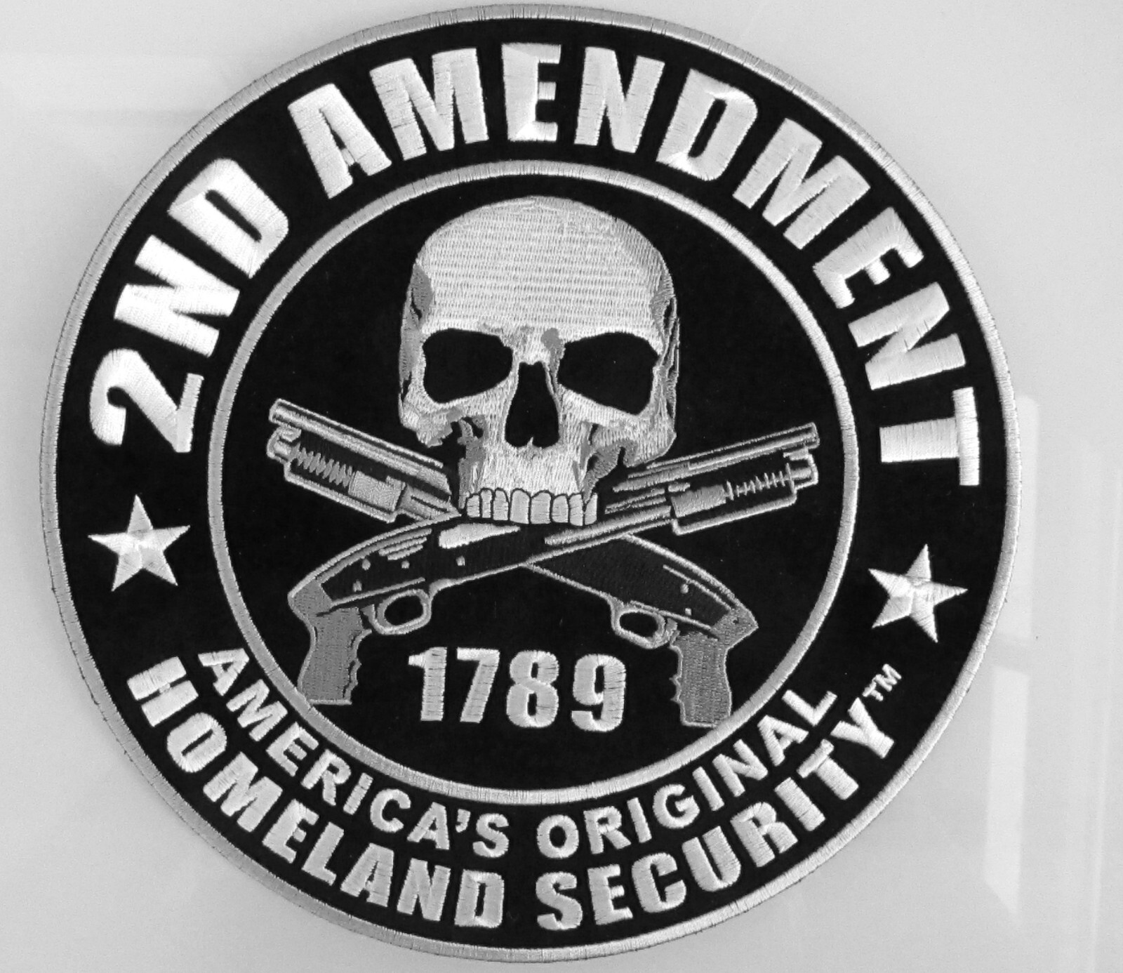 HOMELAND SECURITY 2ND AMENDMENT SKULL ROUND 9 inch NRA PATCH [9.0 X 9.0 INCH]