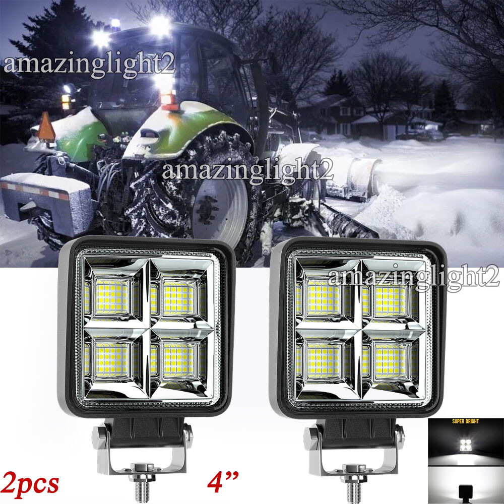 Snow plow 4"INCH White LED WORK LIGHTS truck tractor headlight tractor suv utv