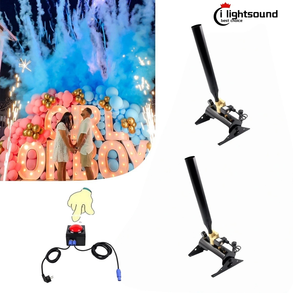 2x100W Baby Shower DJ Stage Effect Party Colorful Powder Confetti Cannon+button