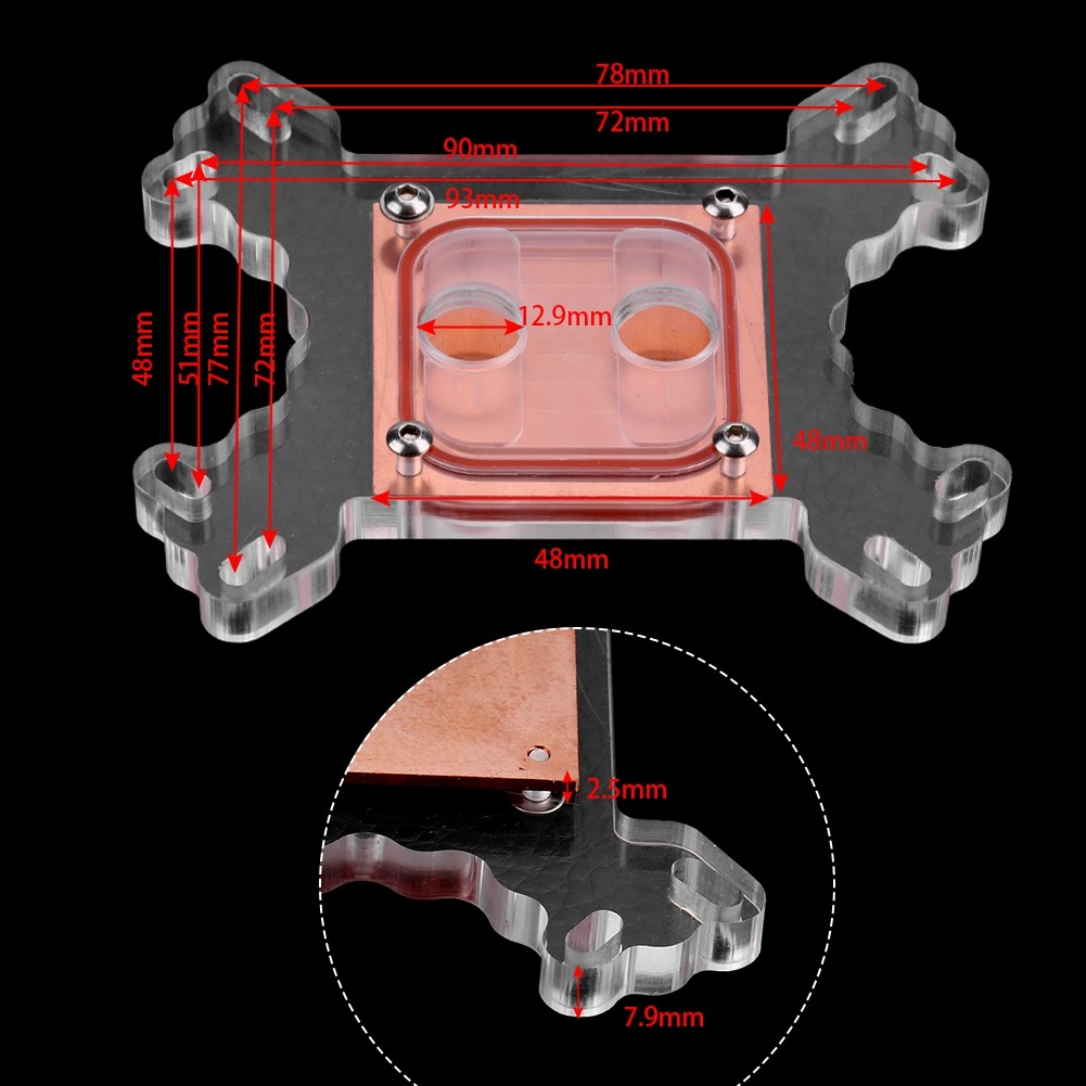 ♡ Universal Computer CPU Water Cooler Block Cooling Block Copper Base No Water