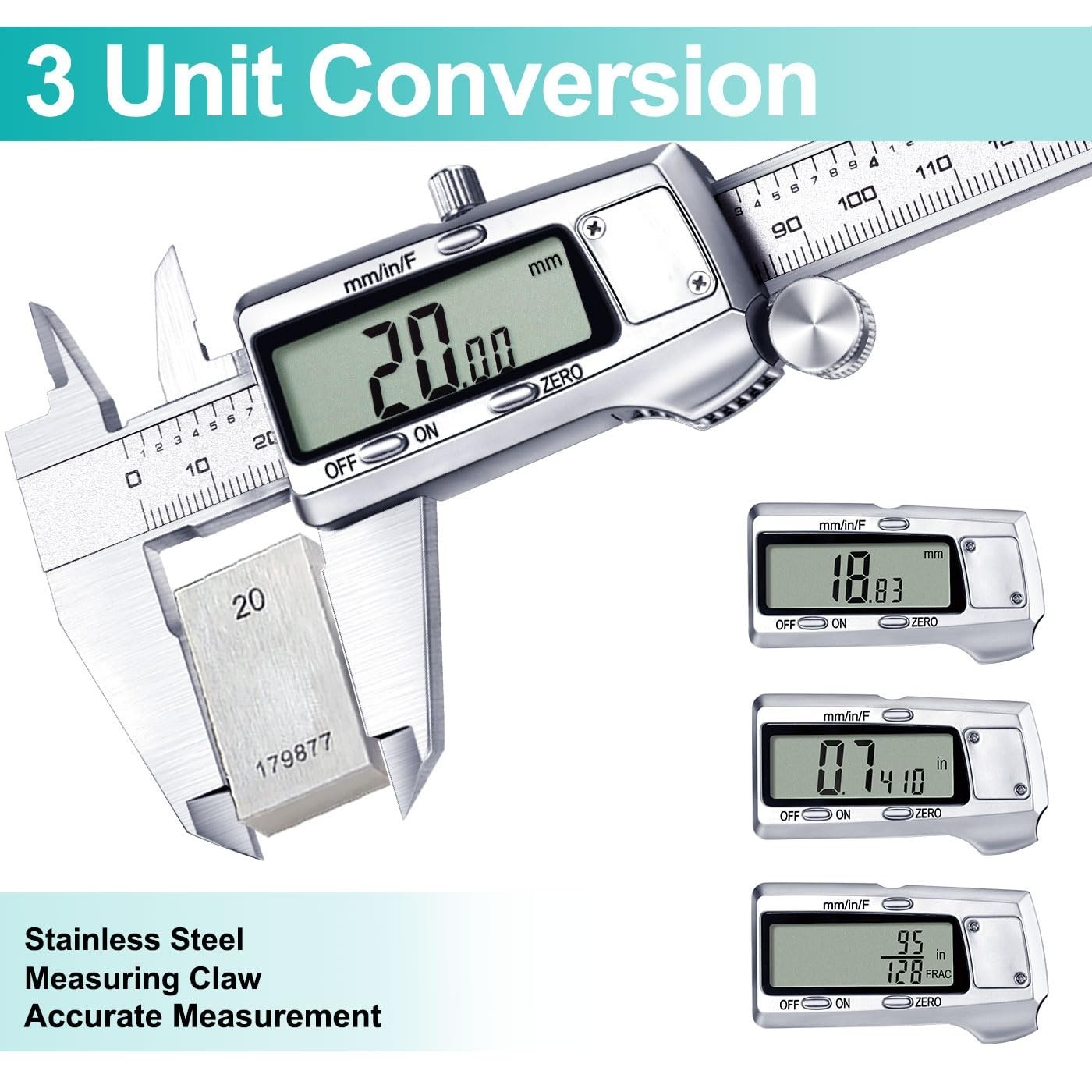 Digital Caliper, Caliper Measuring Tool, Micrometer Dial Vernier Caliper with La