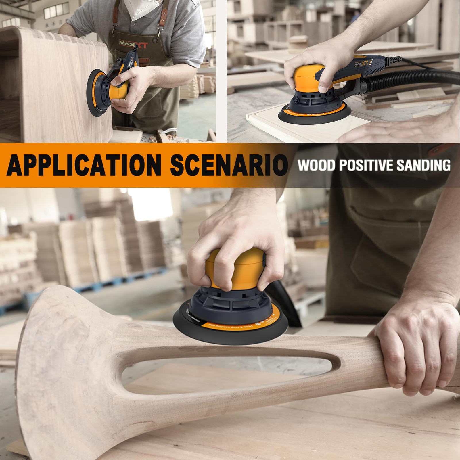 5mm Random Orbit Sander 350W, Brushless Motor, Variable Speed Electric Orbit ...