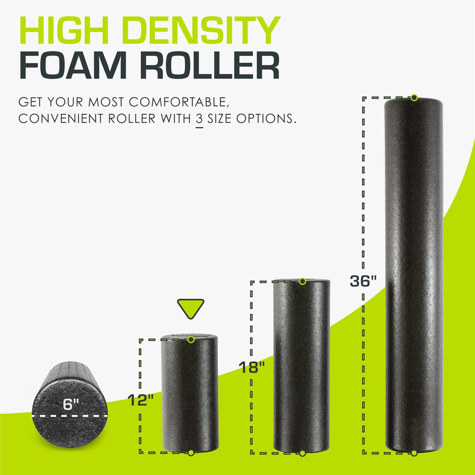 ProsourceFit High Density Foam Rollers 12 - inches long, 12"H x 6"D, Black