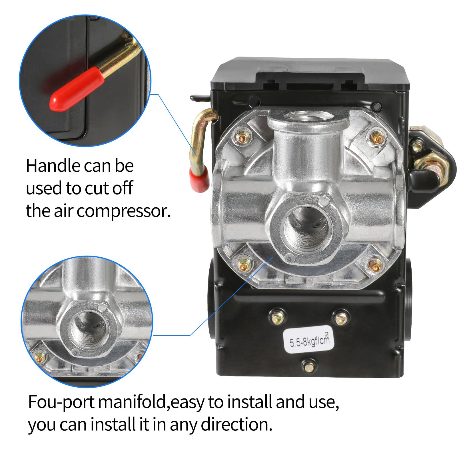 Air Compressor Pressure Switch Replacement LF10-4H with 95-125 PSI Range and 20A