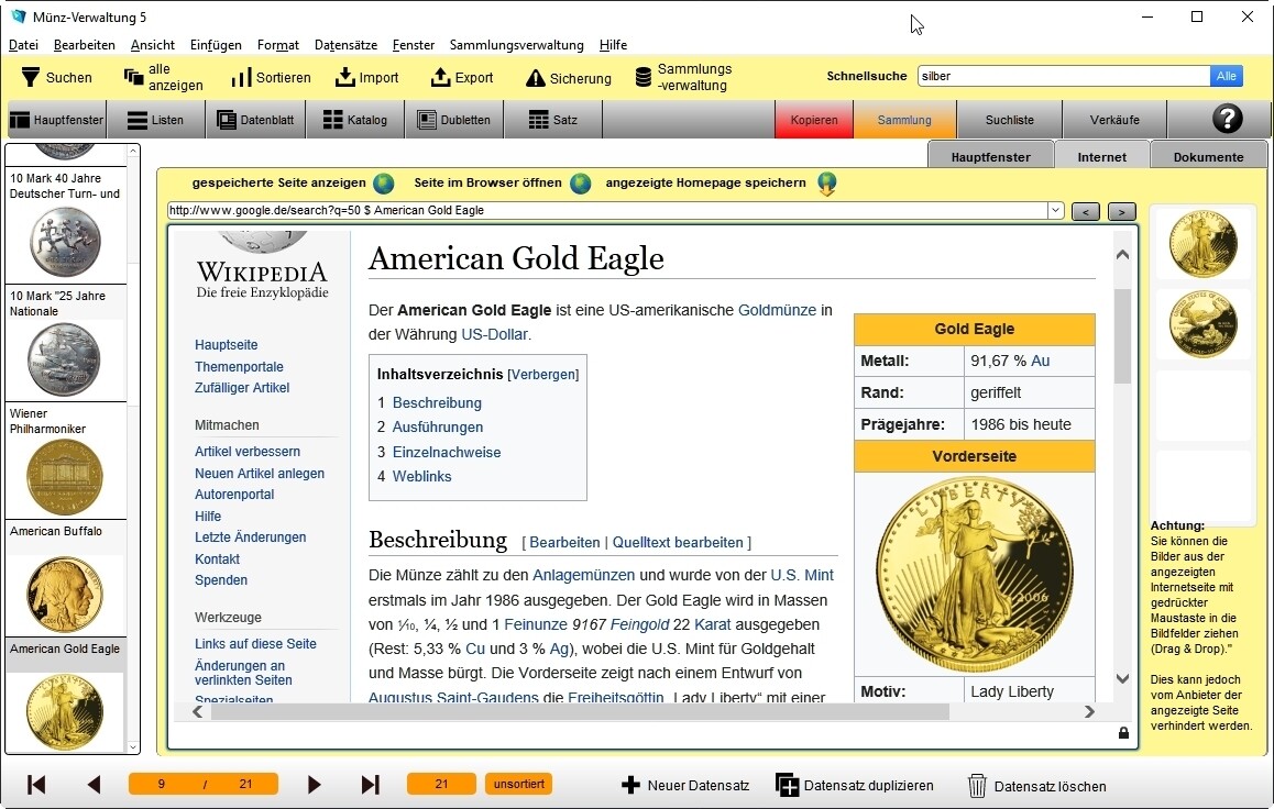 GS Coin Manager 5 Software Program to Manage Your Coin Collection