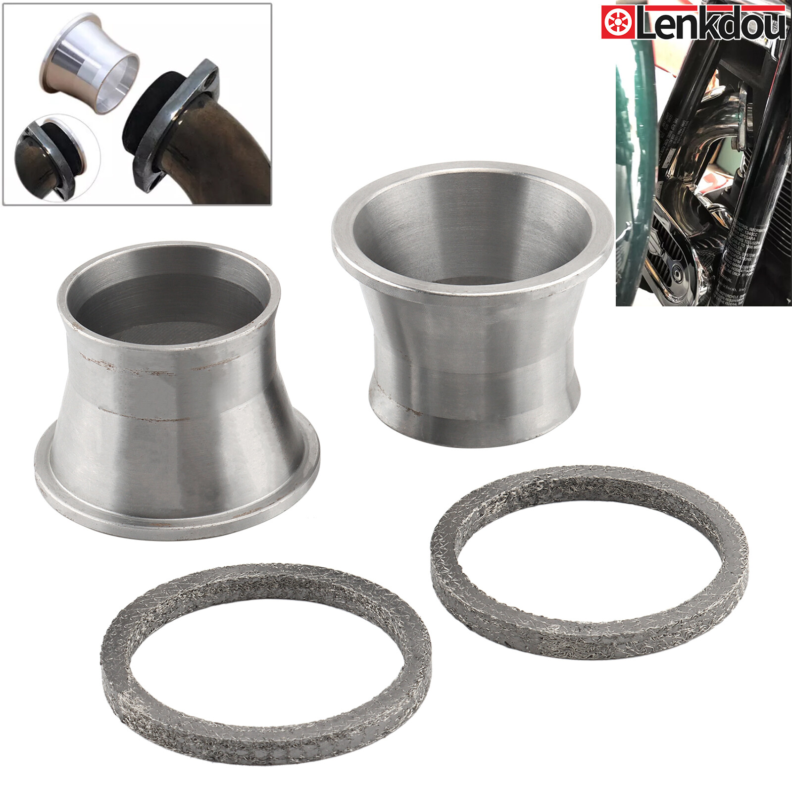 Exhaust Port Torque Cone w/ Gasket Seal Kit For Harley Big Twin Softail Touring