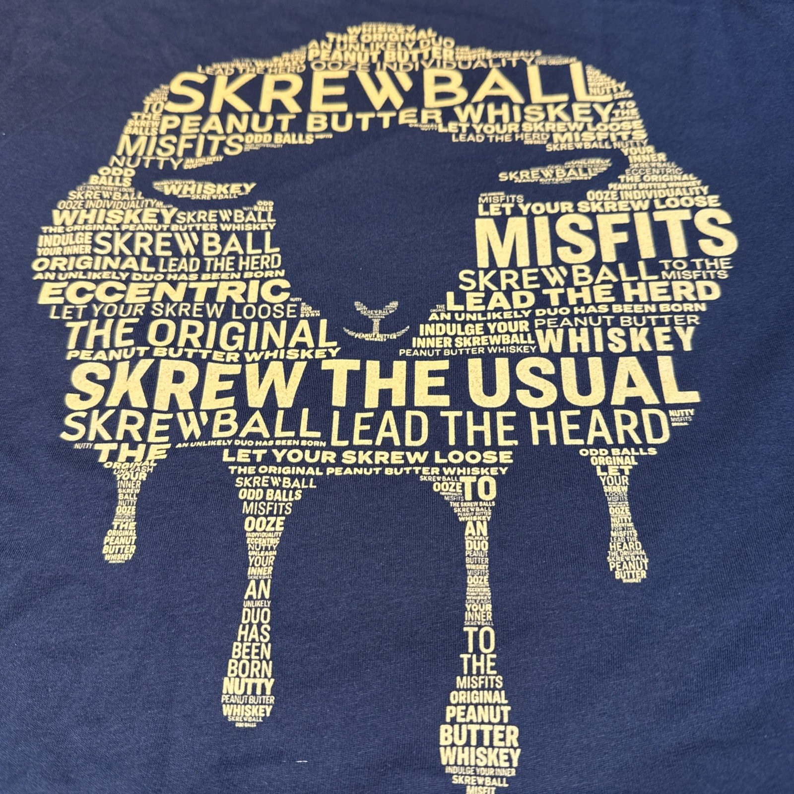 Skrewball Peanut Butter Whiskey  Black T Shirt. Double Sided. Medium