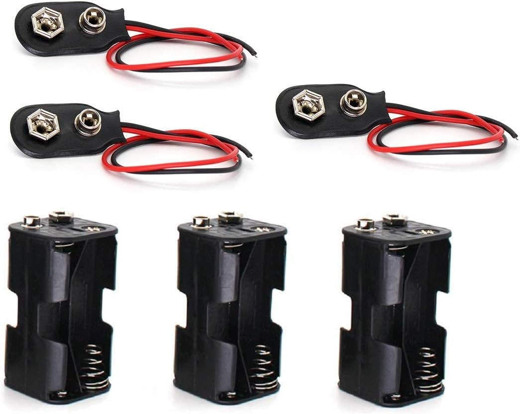 Two Layers 4 X 1.5V (6V) AA Battery Holder Case with 9V I Type Standard Snap Cli