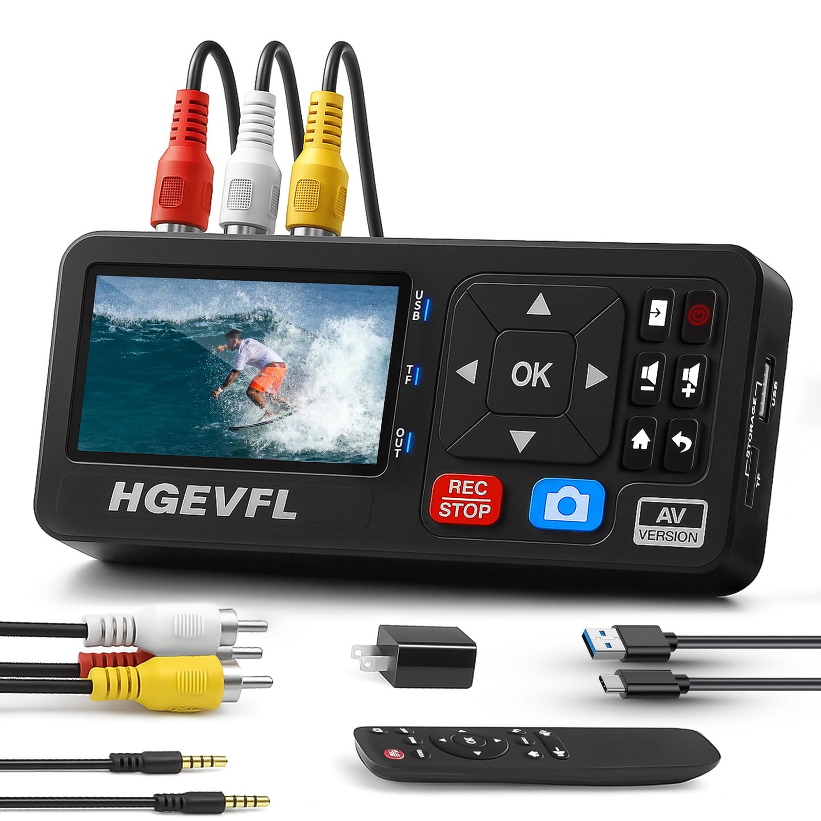 HGEVFL VHS to Digital Converter with 3" Display, AV & HDMI Video Capture Device,