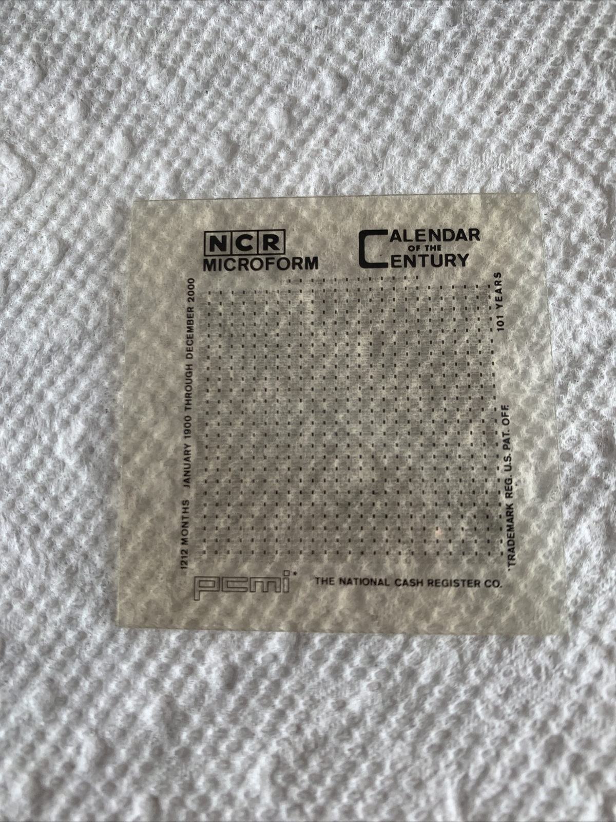 Rare Vintage Calendar Of The Century NCR Microform. National Cash Register.