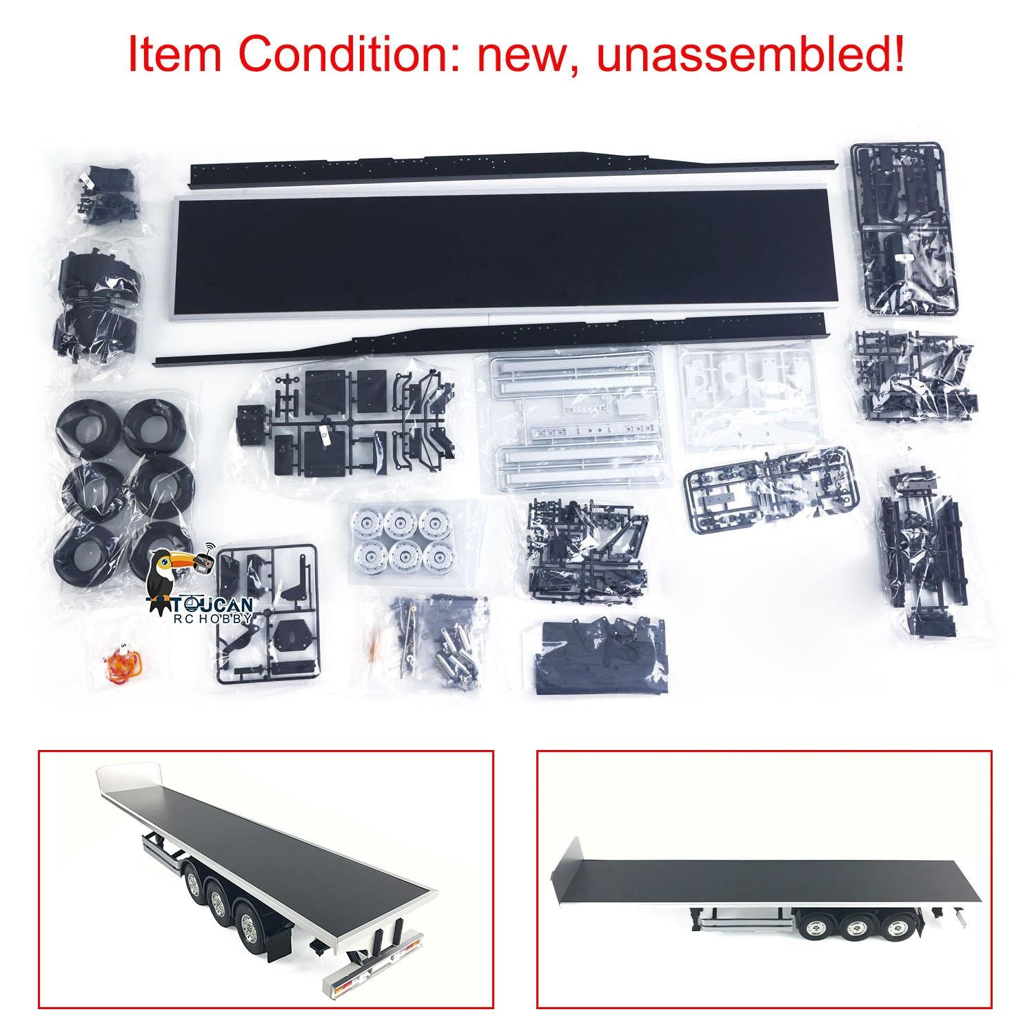 Hot Sale US Stock TOUCANRC Chassis Flatbed Semi Trailer for 1/14 TAMIYA RC Truck