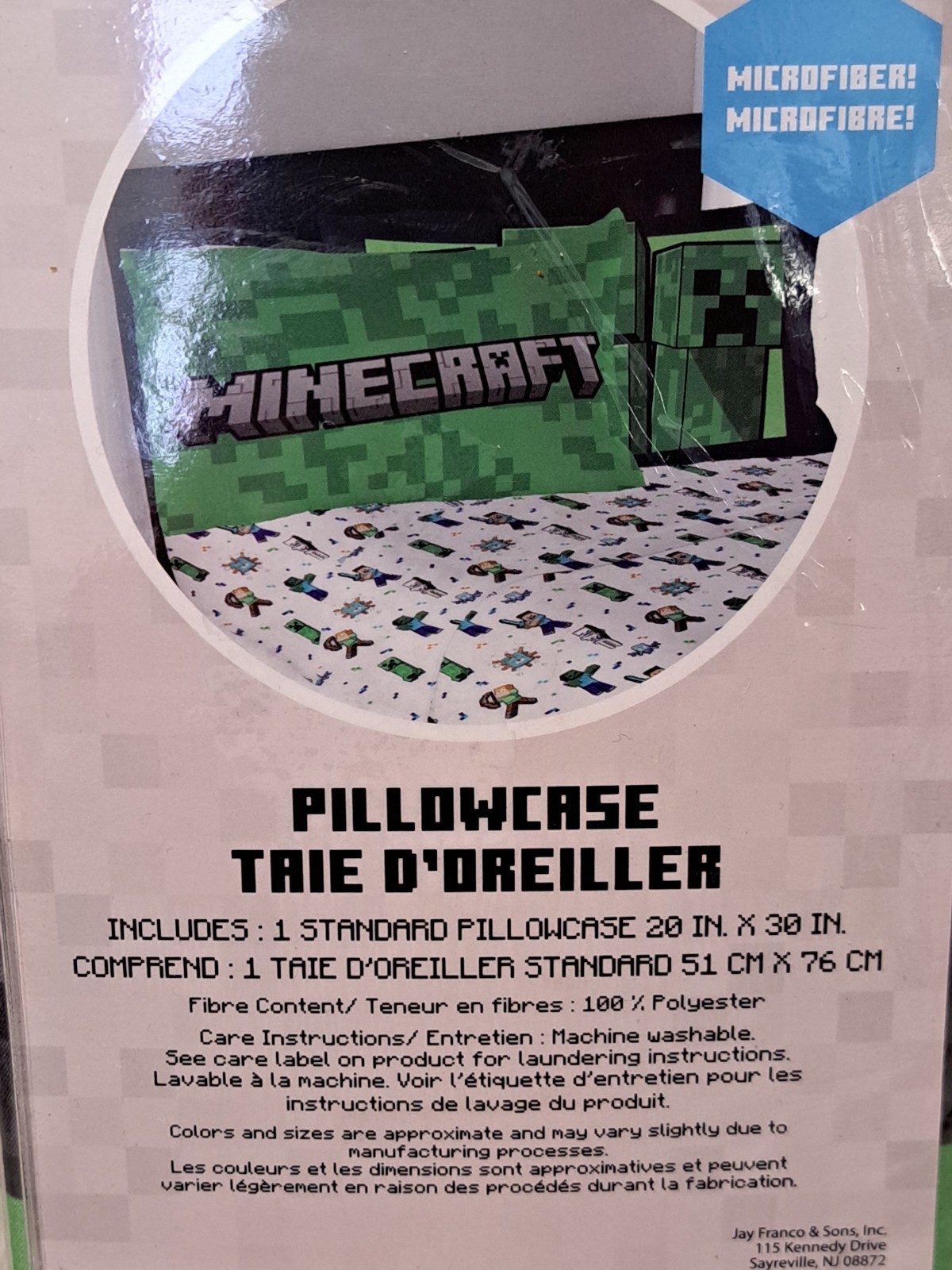 NEW Minecraft Standard Size Pillowcase. Microfiber. 100% Polyester