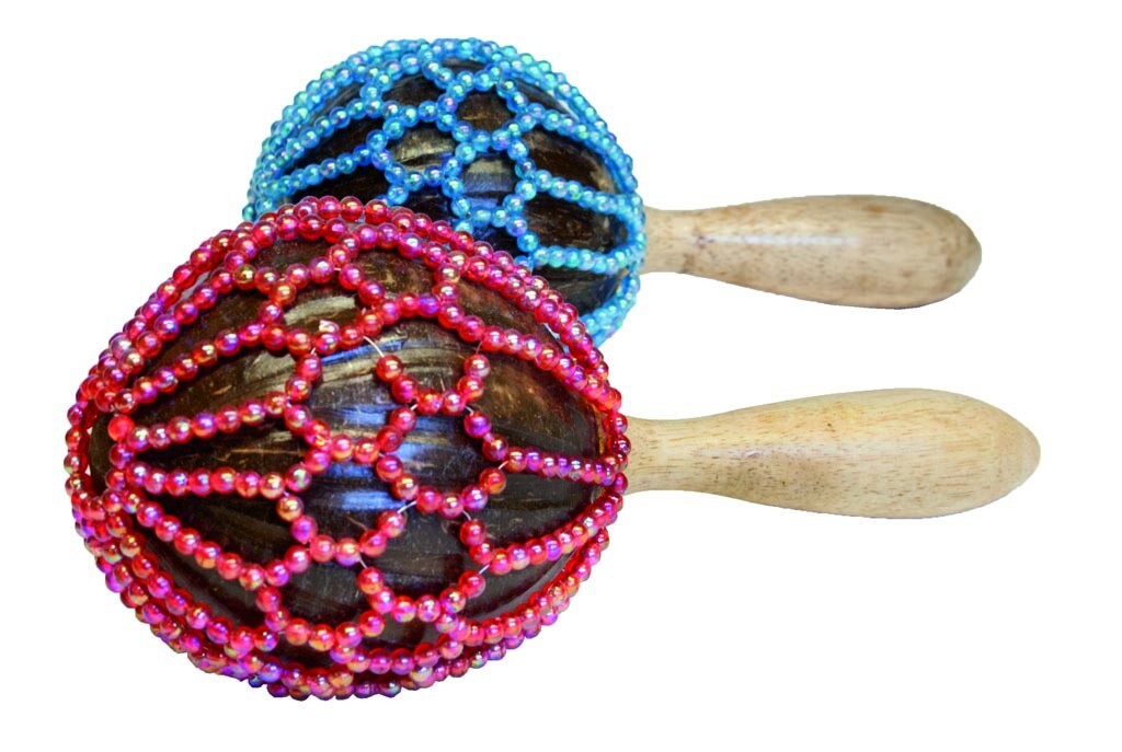 Terre Shekere Ball - Handcrafted 9 inches in length and 4 inches in head Coconut