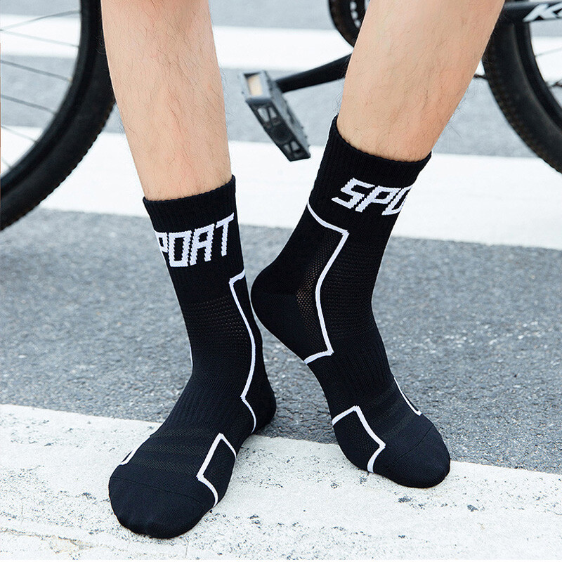 Men Women Reflective Cycling Riding Bicycle Bike Sports Ankle Socks XC MTB Black