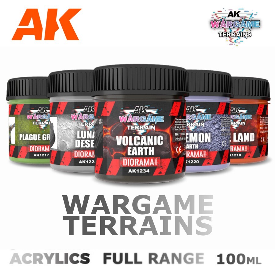 AK Interactive: Ground TERRAINS - Wargame Acrylic Texture Terrain - 100ml 3.5oz