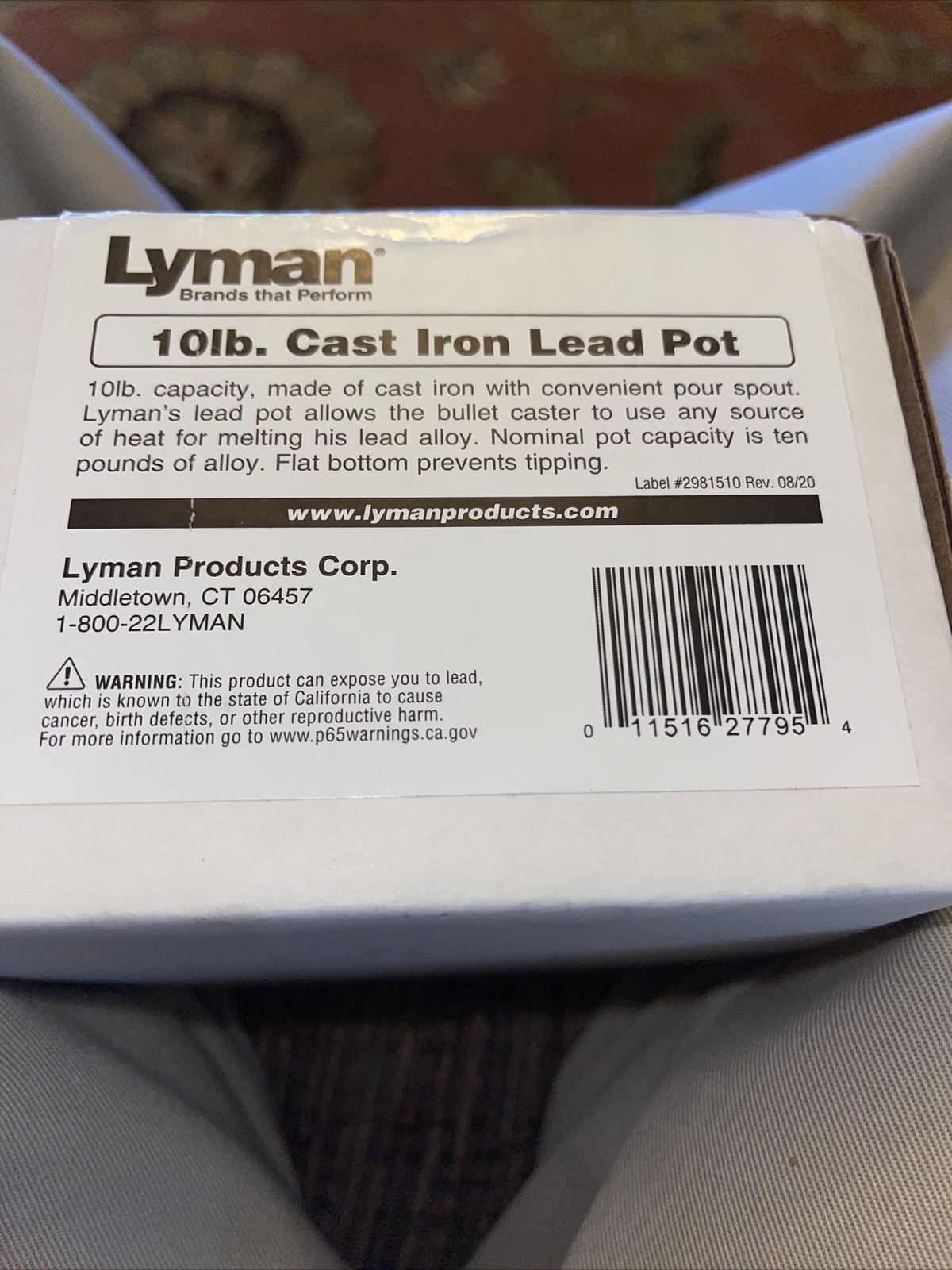 Lyman Lead Pot 10Lb Cast Iron 2867795 New In Box Pot Sealed In Plastic