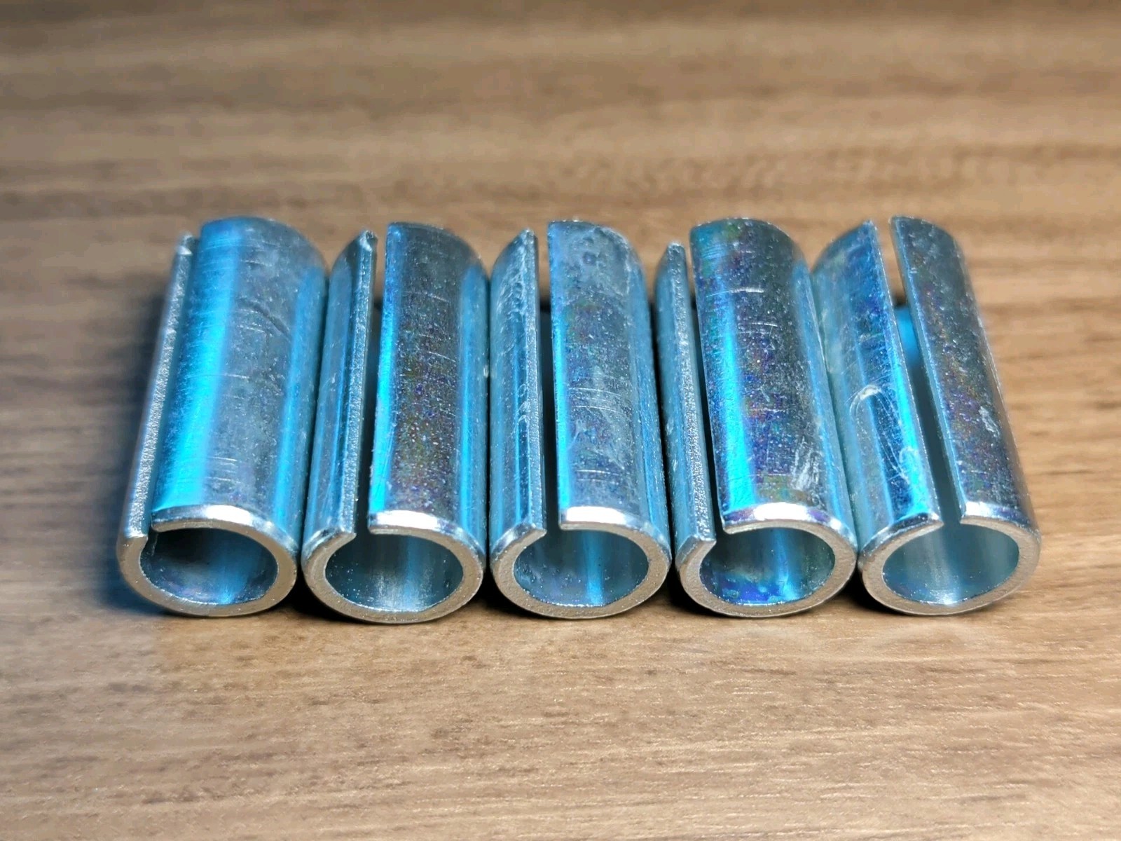 Qty 5 Steel Slotted Spacer Sleeve 1.37” Long 0.59” OD 0.43” ID Zinc Plate