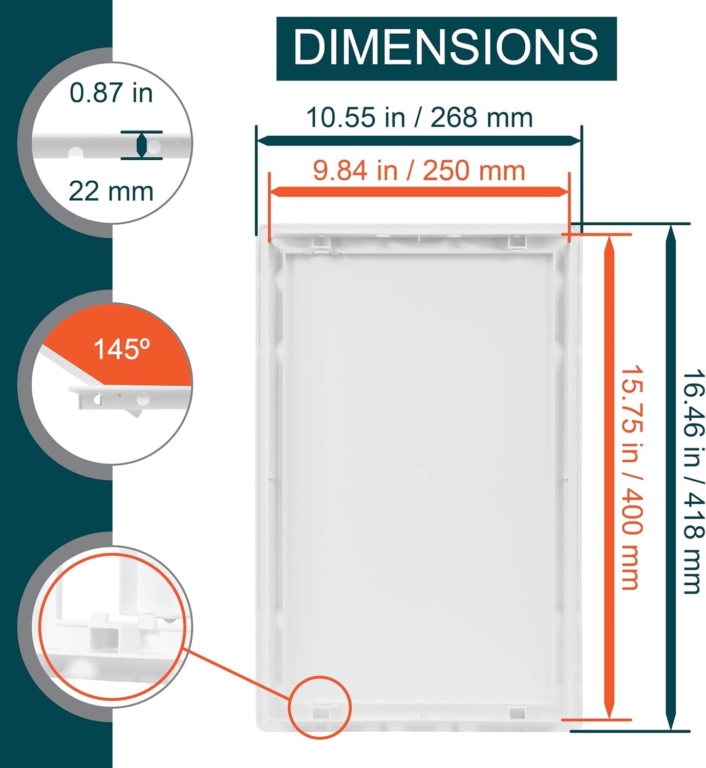 10 x 16 White Plastic Access Panel. Service Shaft Door Panel. Plumbing, Elect...