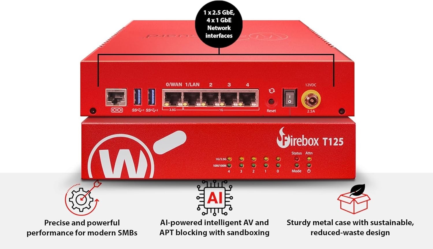 WatchGuard Firebox T125 with 1-yr Basic Security Suite WGT125031