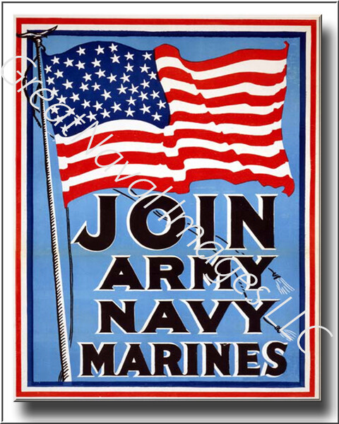 Join Army Navy Marines War Poster Canvas Print 2D