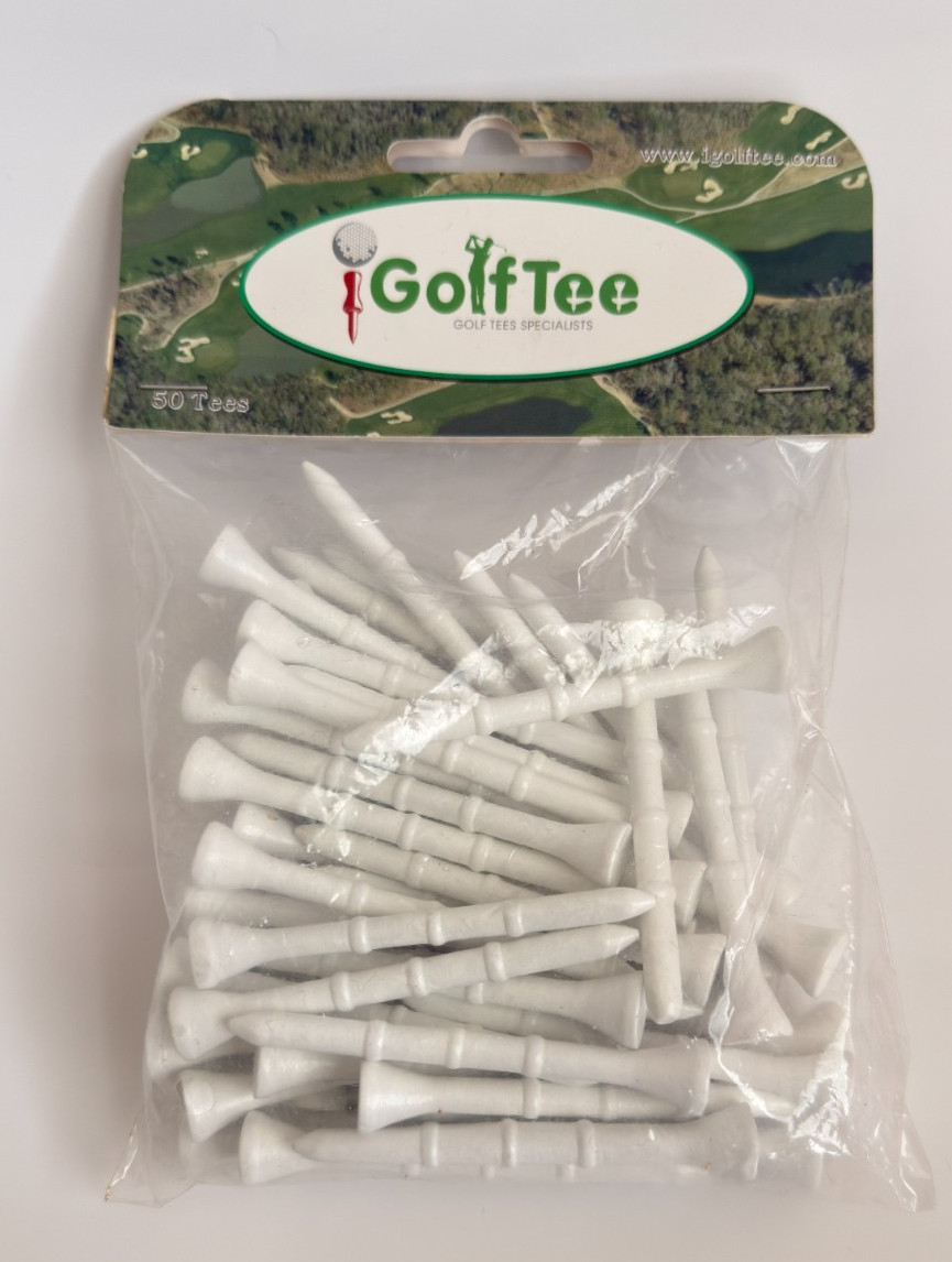 iGolfTee 2-Pack 3 Inch White Wooden Step Down Castle Golf Tees 100 Tees Total