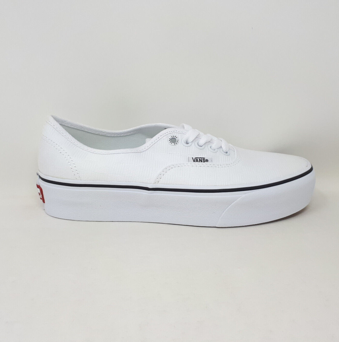 Vans Authentic Platform Tonal Checkerboard White Classic Shoe Sneaker Womens NEW