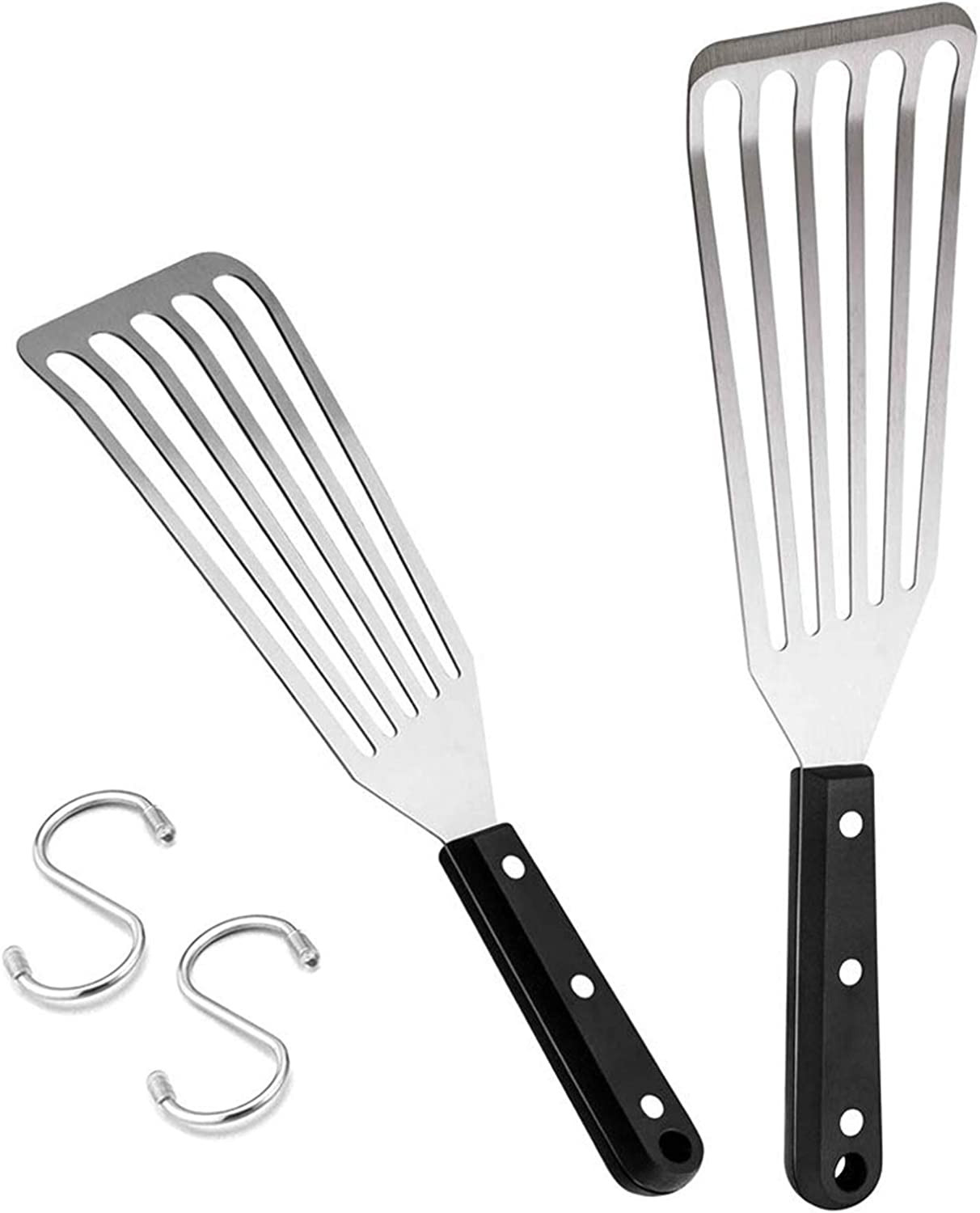 2 Pack Fish Spatula Turner, 12.5" & 11" Stainless Steel Slotted Spatula Set for