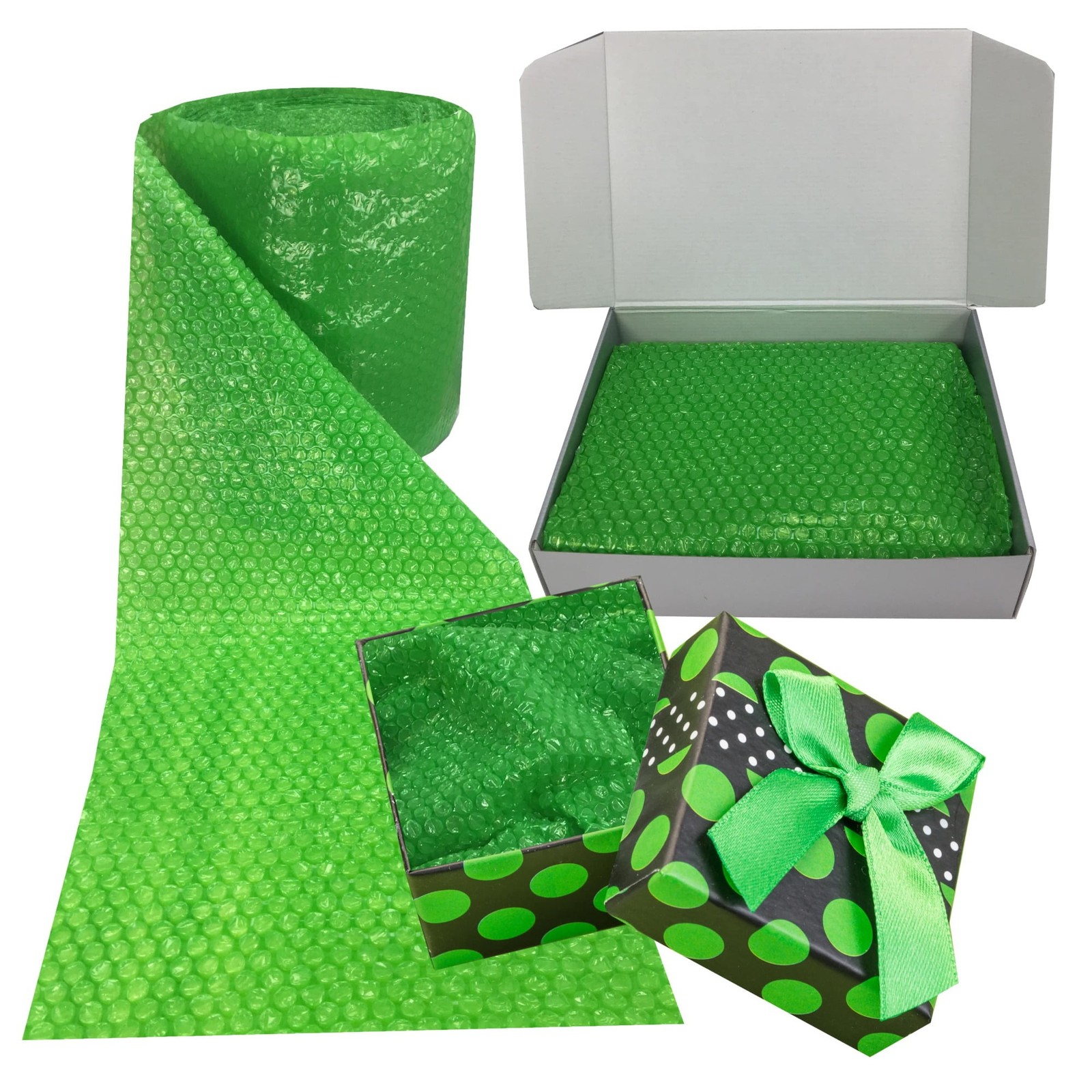 UBMOVE Small Bubble Green Wrap - 60' x 12" Wide Perforated Every 12"