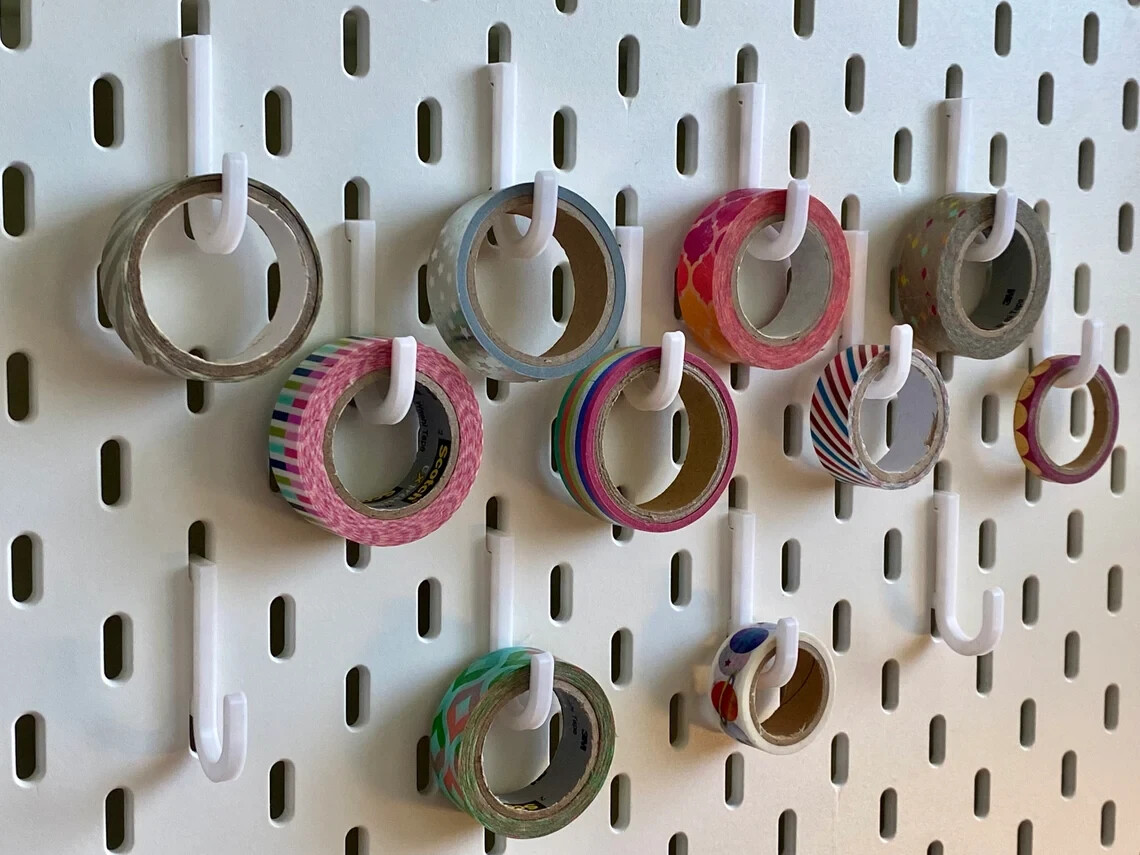 12-pack of J-Hooks for Ikea Skadis pegboard