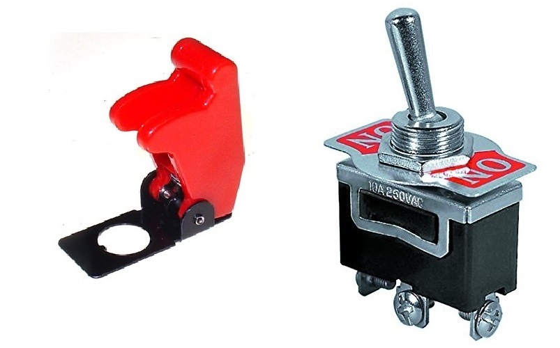SPDT ON-ON 3P HEAVY DUTY TOGGLE SWITCH 20AMPS-125VAC RED COVER # ST55/66-5015