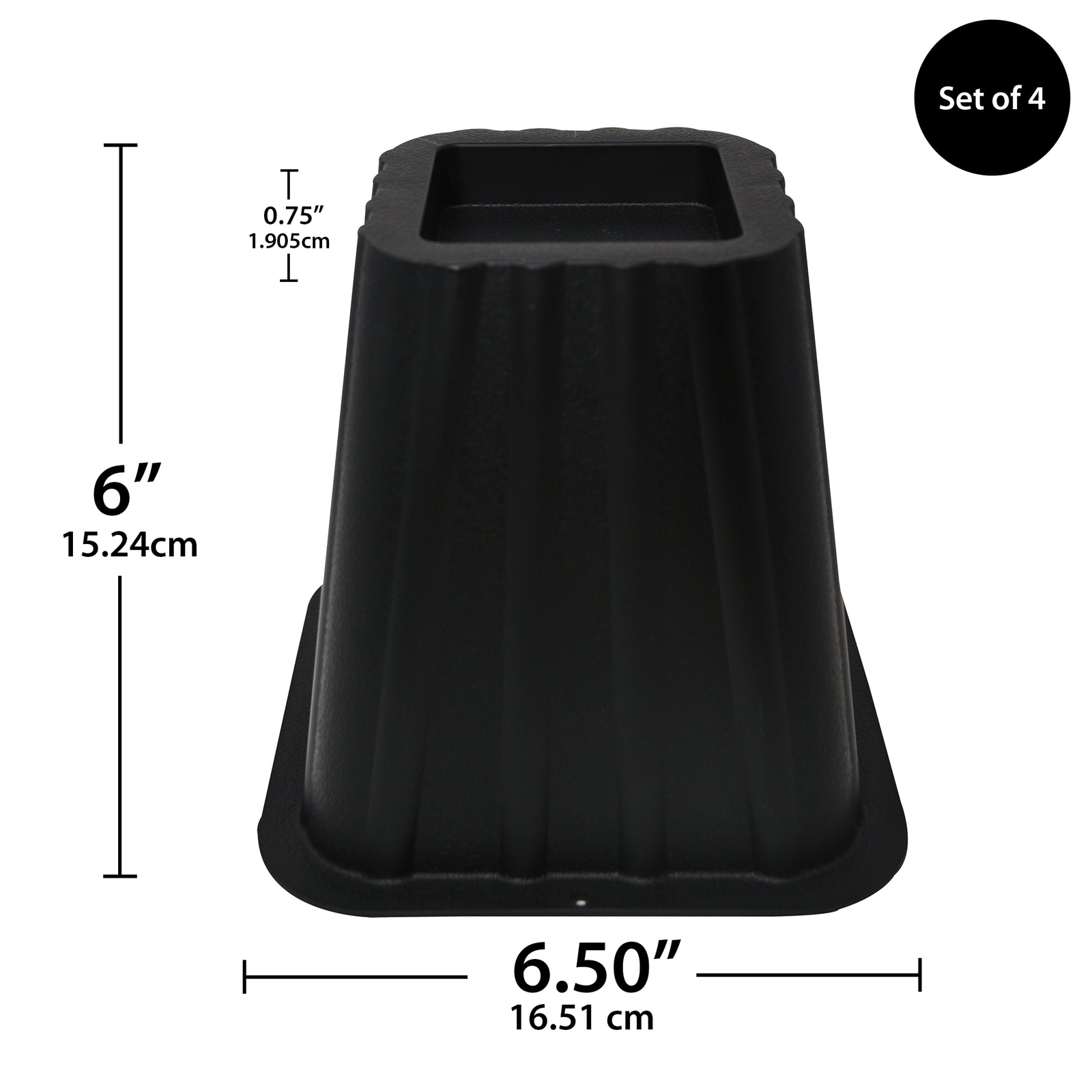 4 Pack, Black Bed Risers, Raise Your Bed to Create Storage Space,NEW