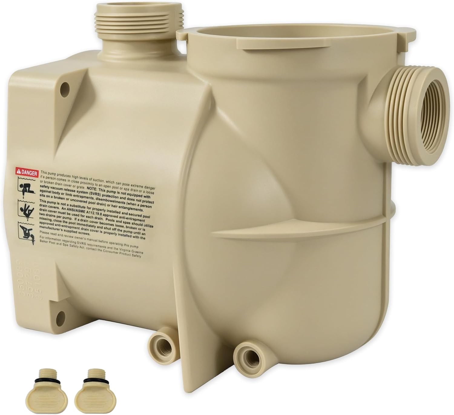 350089 Almond Volute Pump Housing with 2 Drain Plugs, Compatible Pentair |
