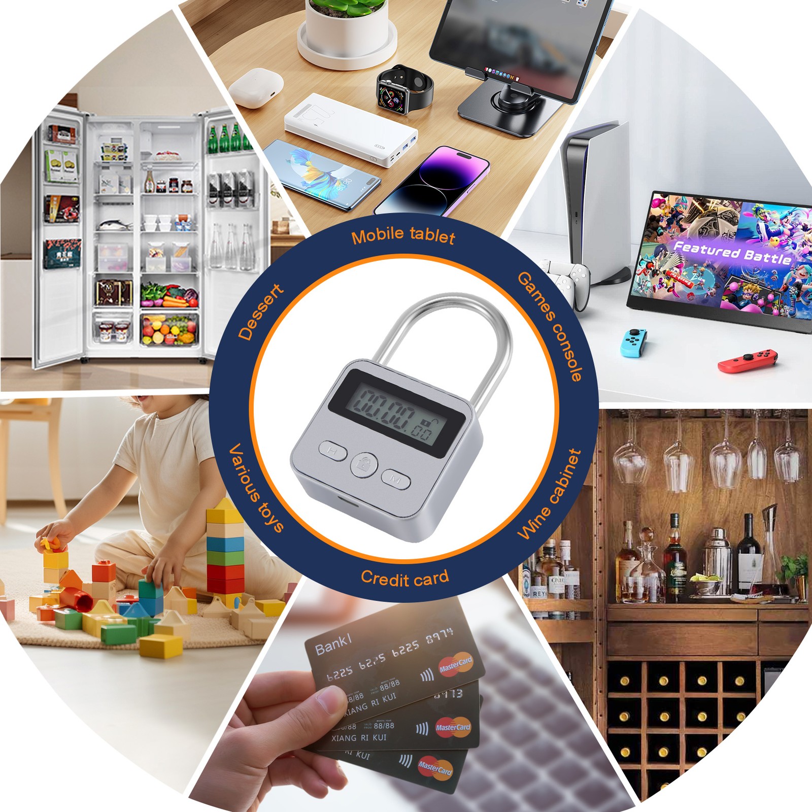 Metal Timer Lock LCD Display Multi-Function Electronic Time 99 Hours Max3874