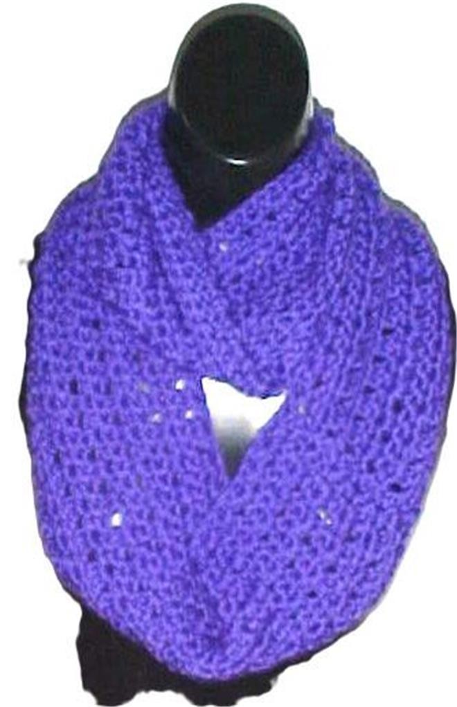 Hand Crochet Infinity Circle Scarf/Neck warmer #249-Purple New