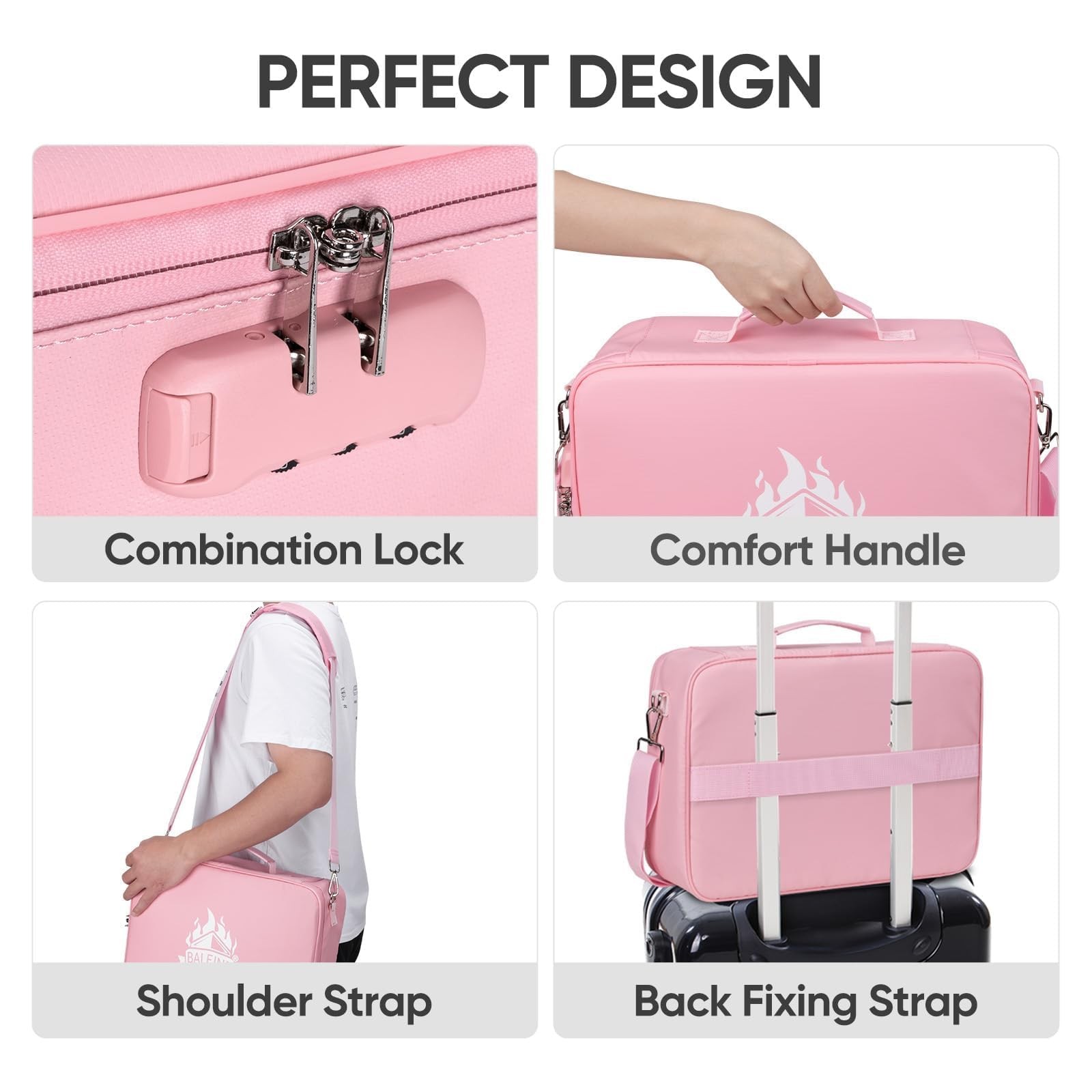 BALEINE Fireproof Document Box with Lock, Portable Fireproof Document Bag Wat...