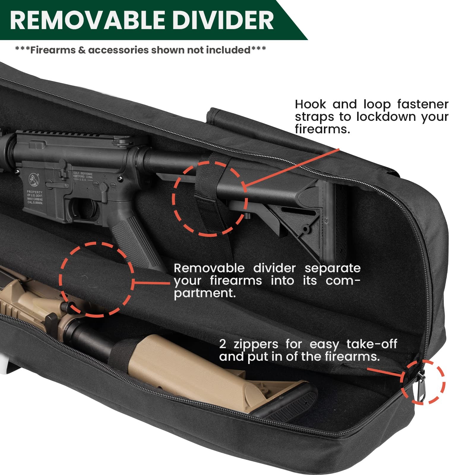 Soft Double Rifle Case 38" 42" 46" 52" Long Rifle Bag with Padded Handle - Ad...