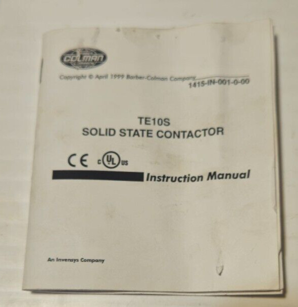 BARBER COLMAN TE10S PDS10 25A/480V/PDS1/ENG /99/(621)/00 SOLID STATE CONTACTOR