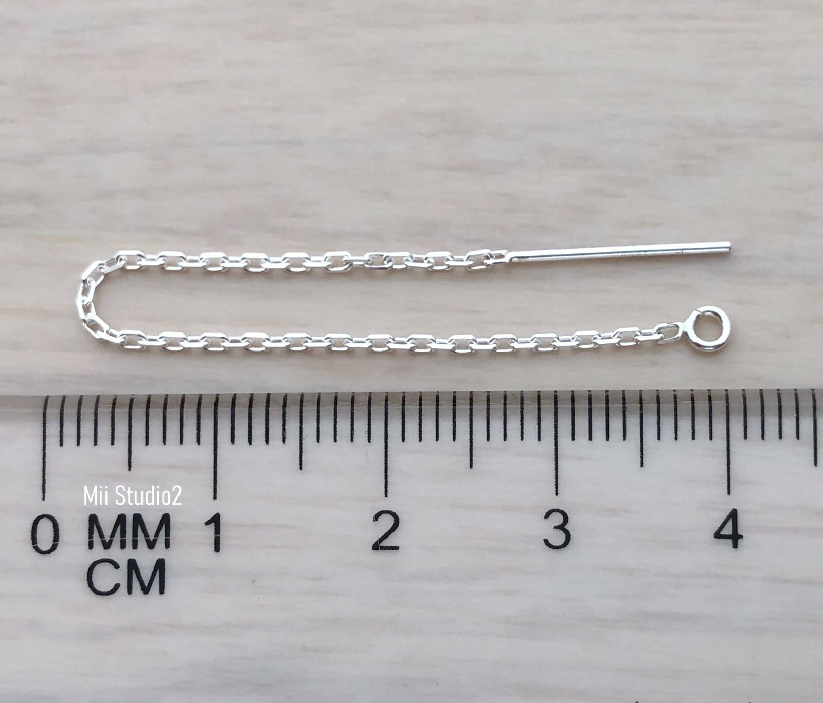 6pcs 925 Sterling Silver Diamond cut cable chain earring threader E13s
