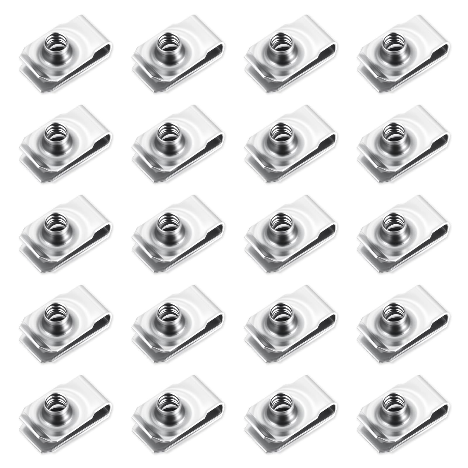 20 Pcs Extruded U Type Nuts, Stainless Steel U Clips 1/4"-20 U-Nut Fasteners