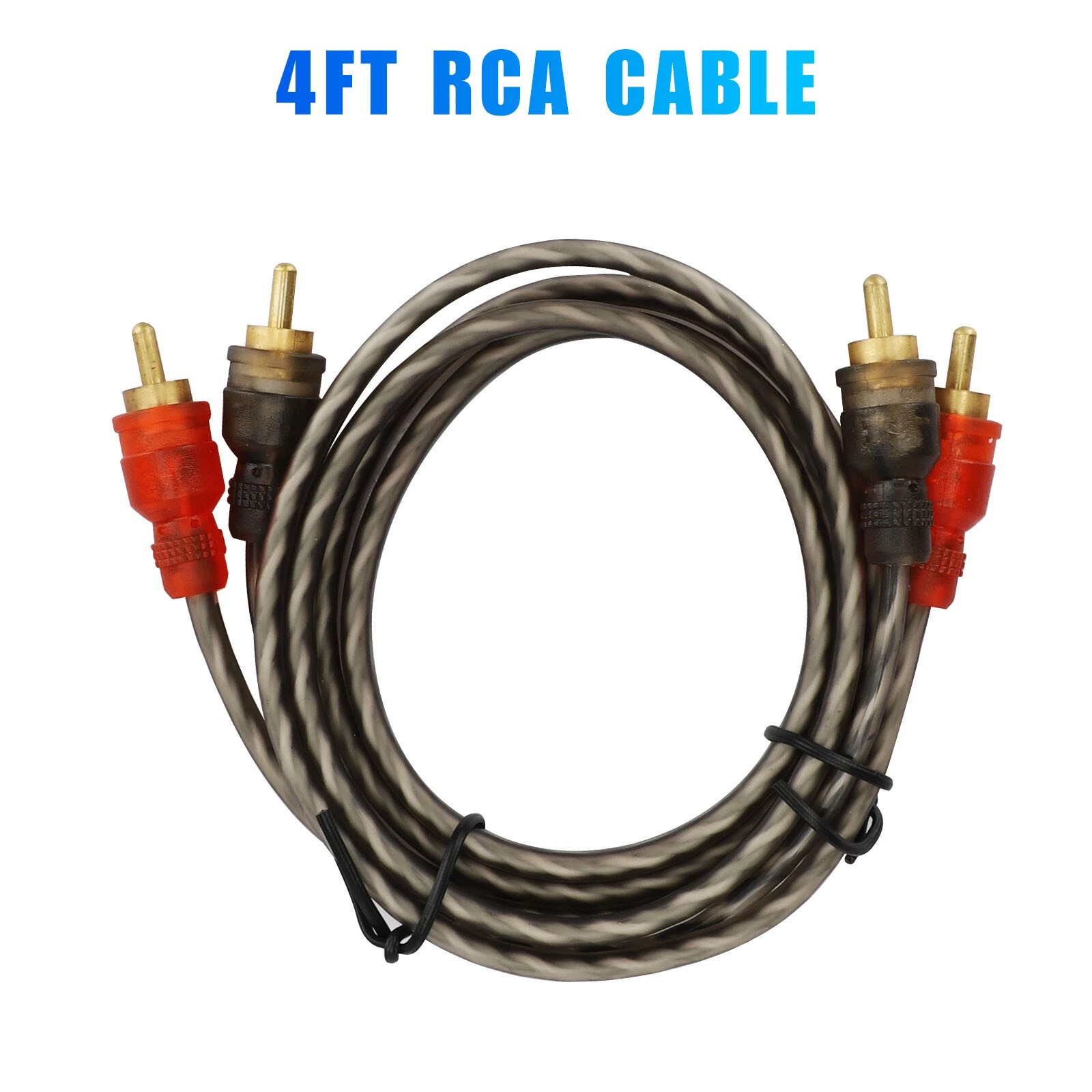 Professional 2PCS RCA Cables 2 Channel Twisted 4Ft Shielded Interconnect Wire