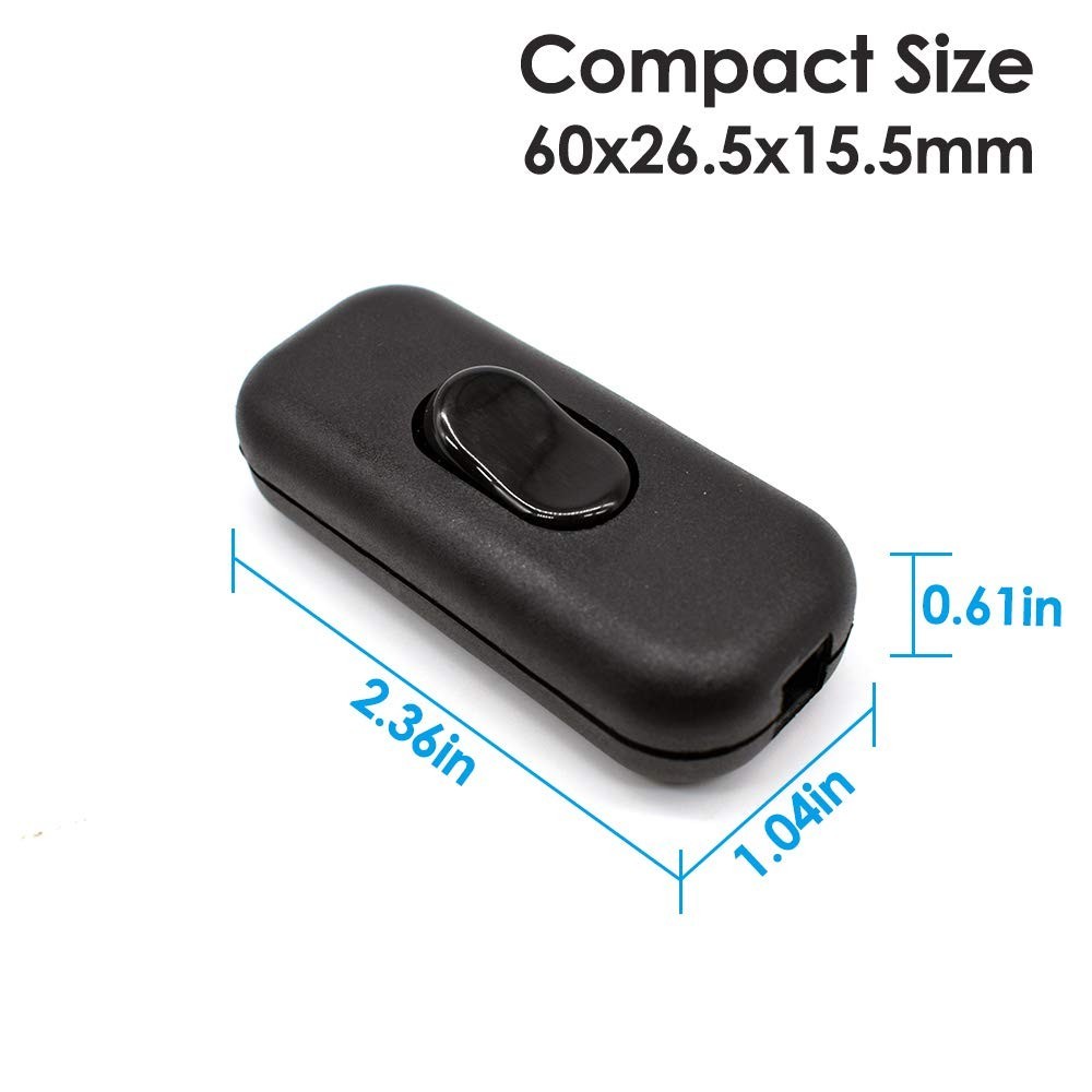 Compatible for Table Lamp and Fan Inline Cord Switch 2 Pack Black